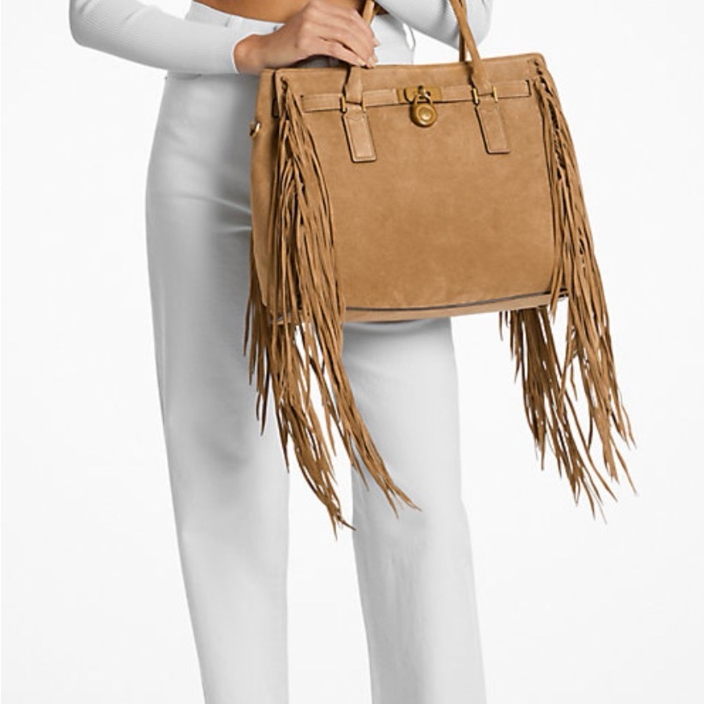 MICHAEL KORS NEW with tags Suede Fringe Tote in Tan - Picture 2 of 4